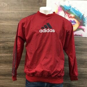 VINTAGE Adidas Pullover Track Jacket Red Black Logo Mens‎ Size L Streetwear